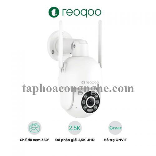 Reoqoo x31b 2.5K UHD Camera ngoài trời cổng rj45 Wifi ăng-ten kép Ai 360 P / T còi hú với đèn led 14 màu phát hiện khói cháy H265 Onvif 8s CLOUD lưu trữ 29552 xt-x31b 10029552